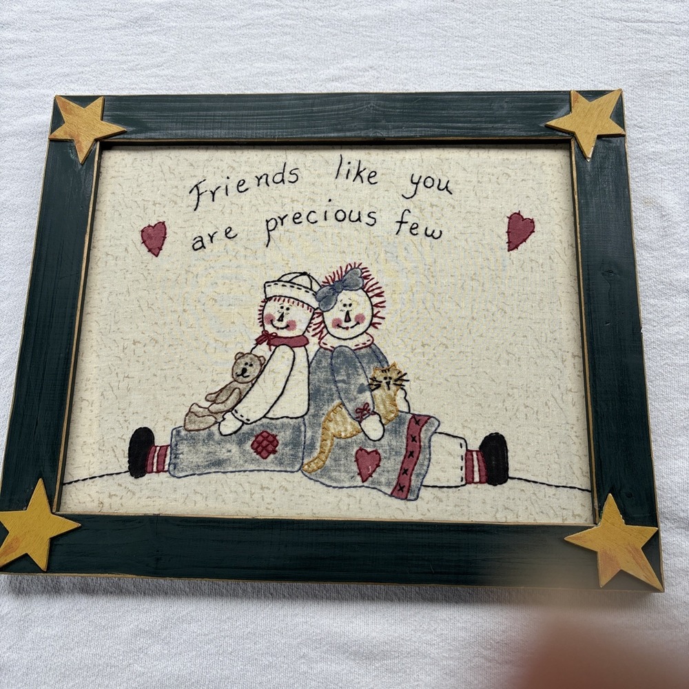 Raggedy Ann And Andy Framed Needle‎ Point Friends Like You Are Precious 16"x13"